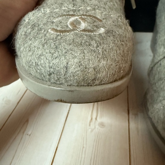 CHANEL Fabric Lace Up Ankle Boot Light Gray Sz 36 / 6 - Picture 11 of 16